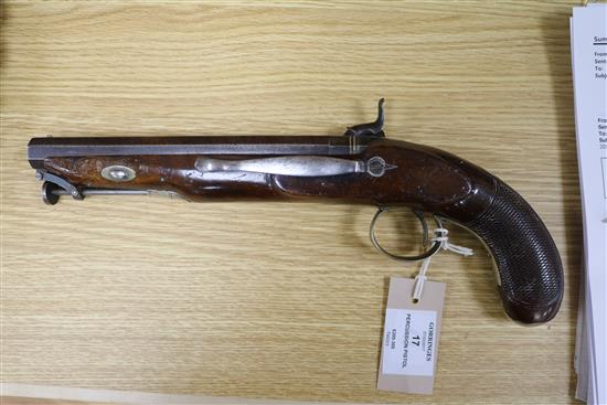 A 19th century percussion pistol signed Wm Jones (possibly William Jones of Birmingham)